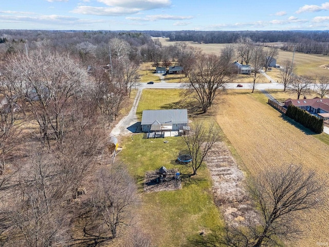 aerial view featuring a rural view