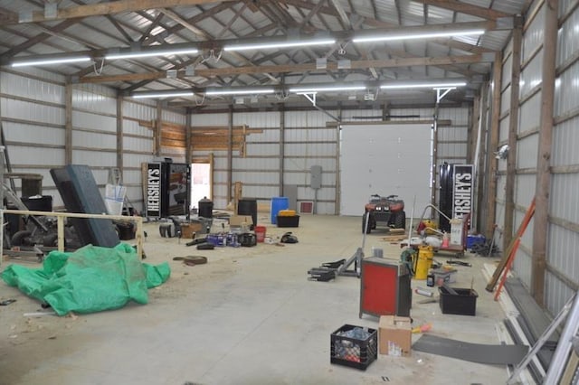 garage featuring metal wall