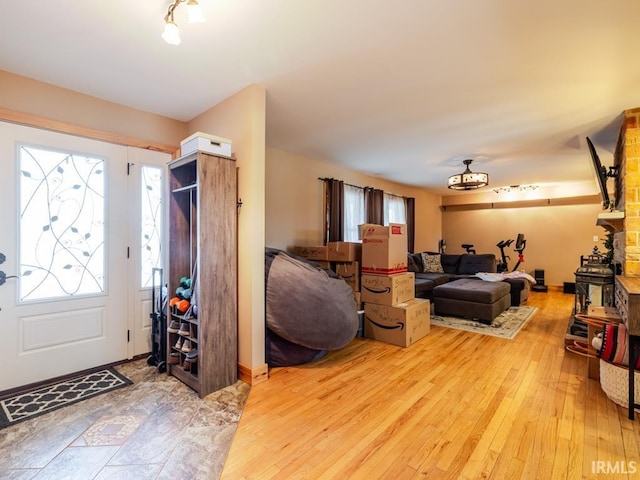 foyer featuring light wood-style floors