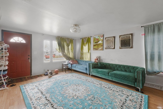 living area with wood finished floors