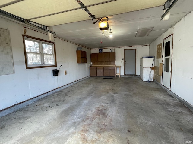 garage with a garage door opener