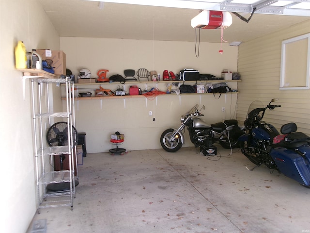 garage with a garage door opener