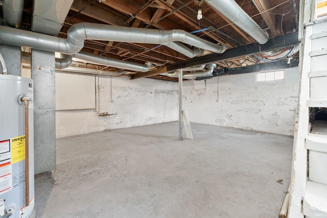 basement featuring water heater