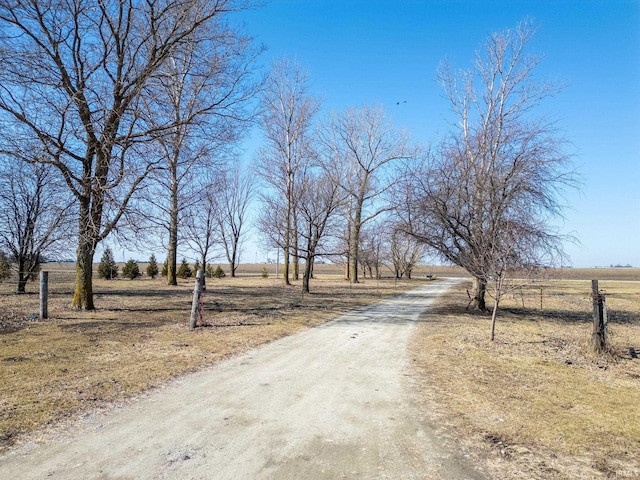 view of road with a rural view