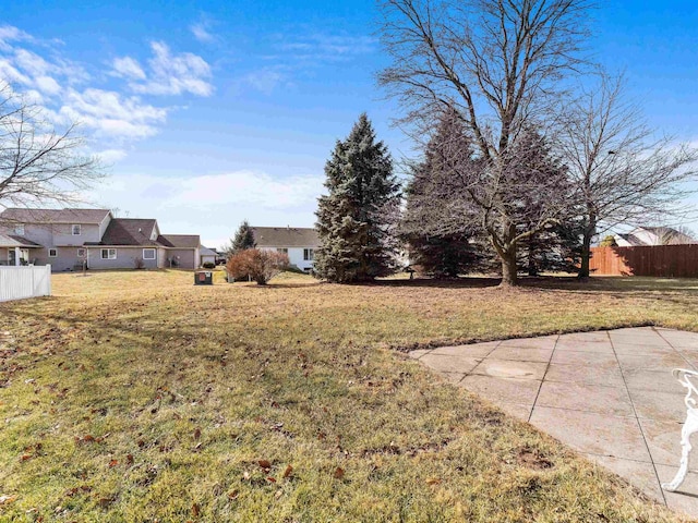 view of yard with a patio area and fence