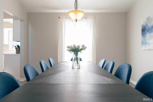 dining space featuring baseboards