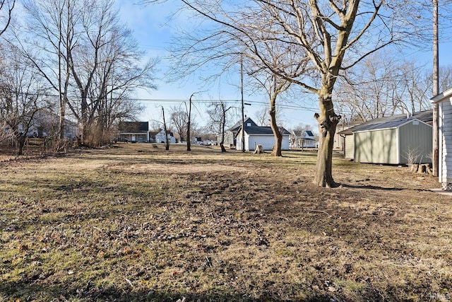 view of yard with an outdoor structure and a storage unit