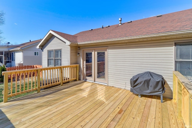 deck featuring grilling area