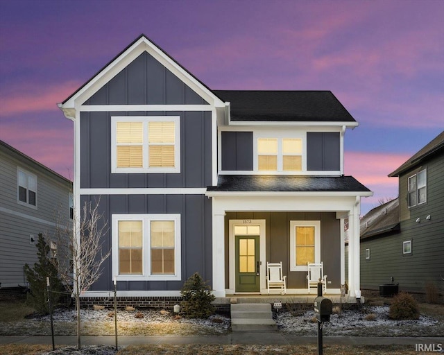 view of front of home featuring a porch and board and batten siding