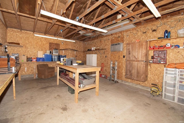 interior space featuring a workshop area