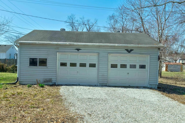 view of detached garage