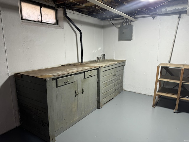 basement with electric panel