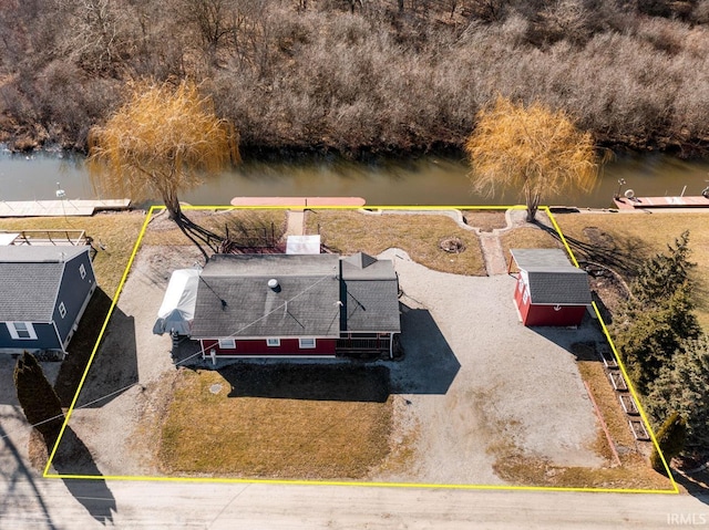 bird's eye view featuring a water view