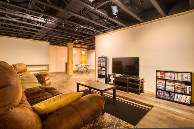 living area featuring wood finished floors