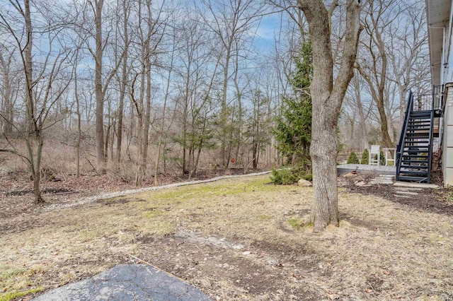 view of yard featuring stairway