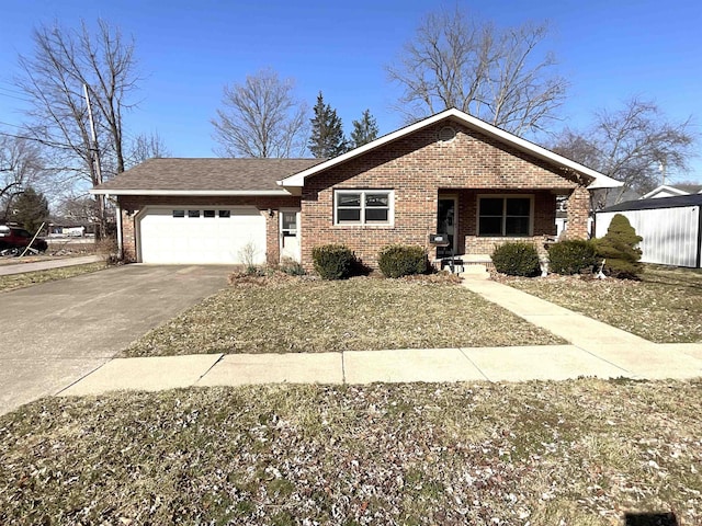 view of front of home featuring driveway, brick siding, roof with shingles, and an attached garage