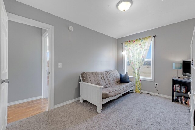 sitting room with carpet and baseboards