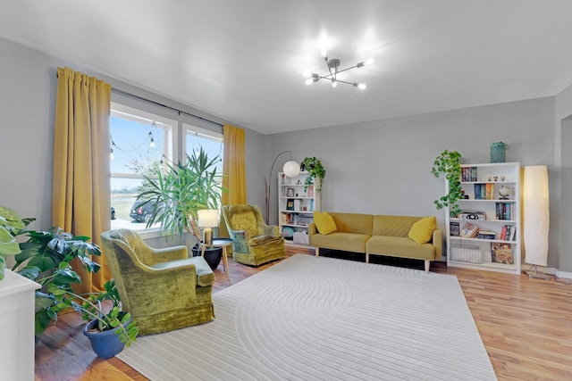 living area featuring light wood-style flooring