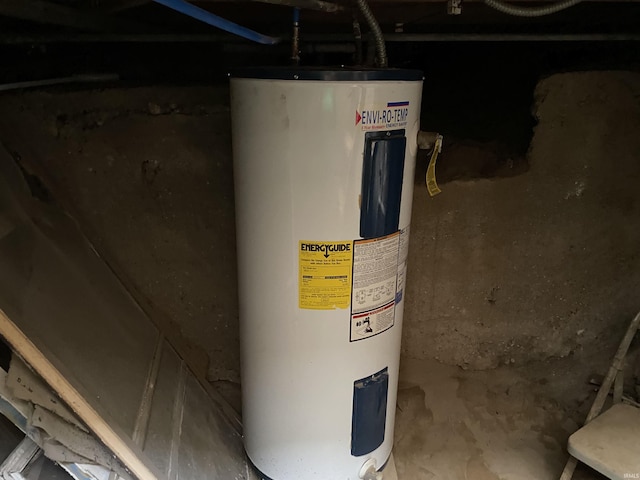 utility room featuring water heater