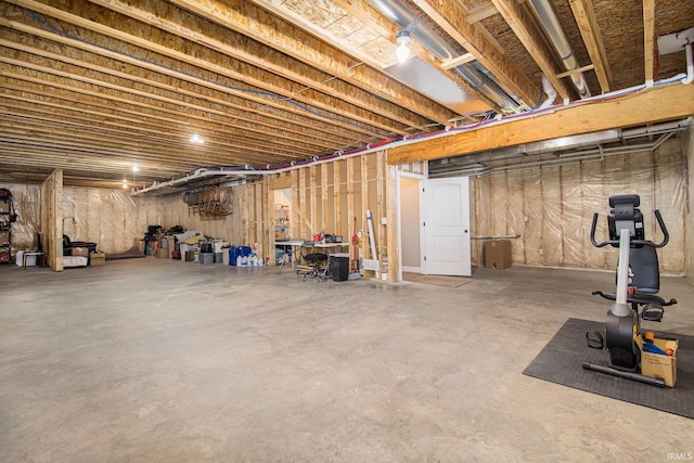 view of unfinished basement