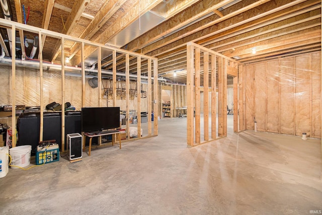 view of unfinished basement