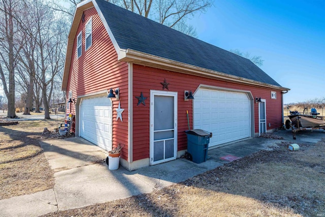 view of detached garage