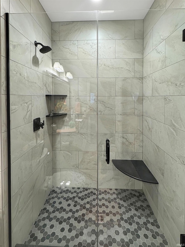 bathroom featuring a stall shower