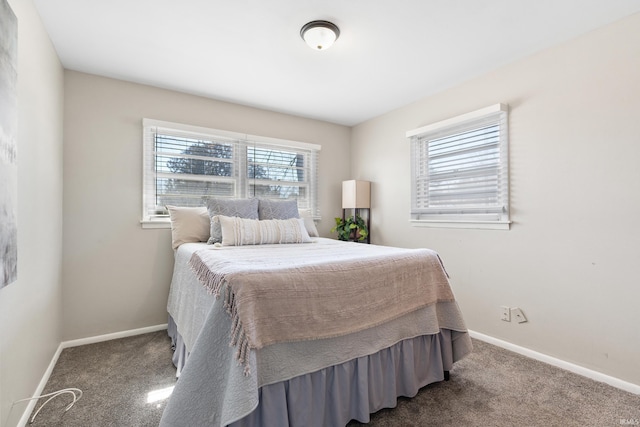 bedroom with baseboards and carpet floors