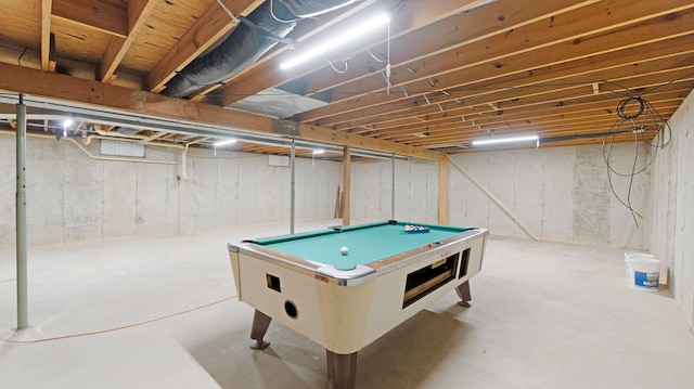 playroom featuring pool table and concrete flooring