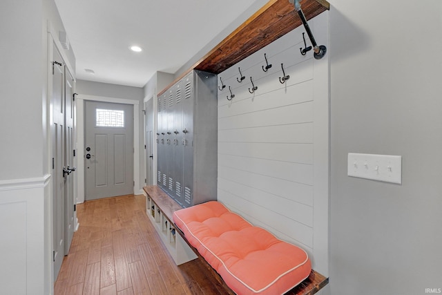 mudroom featuring light wood-type flooring