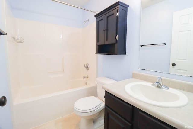 full bath with vanity, toilet, washtub / shower combination, and tile patterned flooring