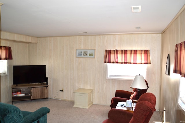 view of carpeted living area