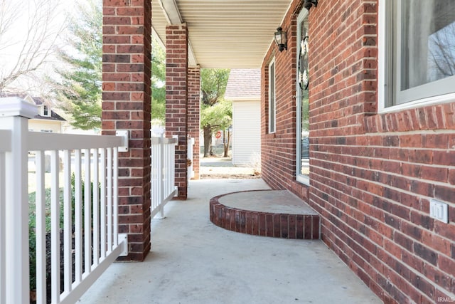 view of patio featuring a porch