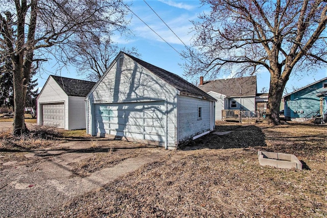 view of detached garage