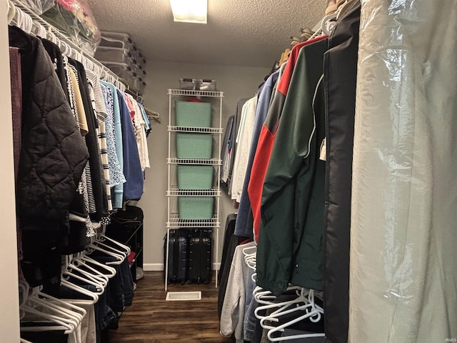 walk in closet featuring wood finished floors