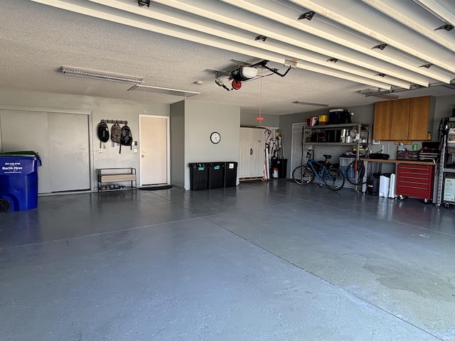 garage with a garage door opener