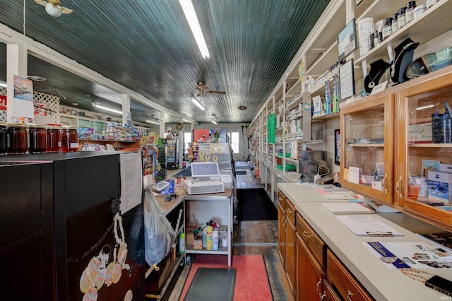 12228 Indiana St, Leopold, IN 47551 - interior space featuring wood ceiling and a ceiling fan
