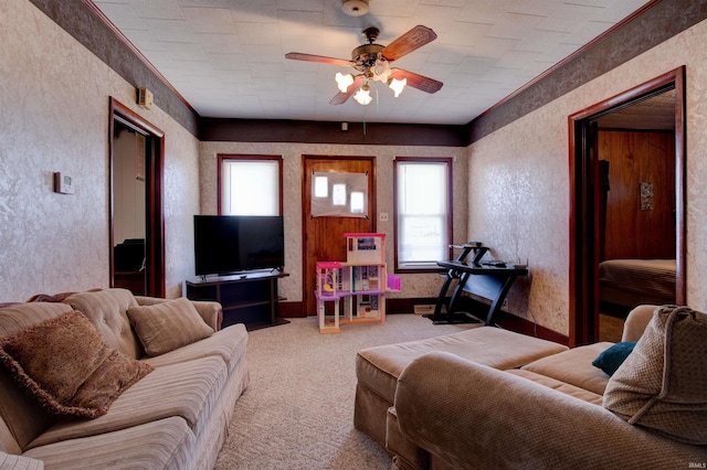 12228 Indiana St, Leopold, IN 47551 - living area featuring carpet flooring and ceiling fan