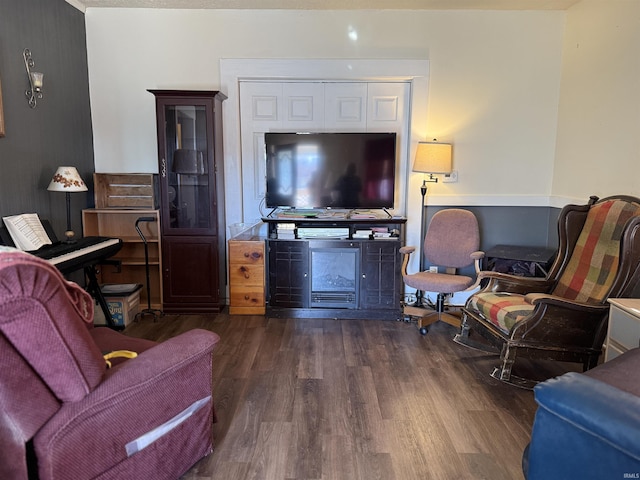 living area featuring wood finished floors