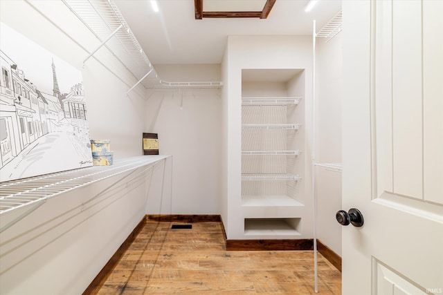 spacious closet with light wood-type flooring