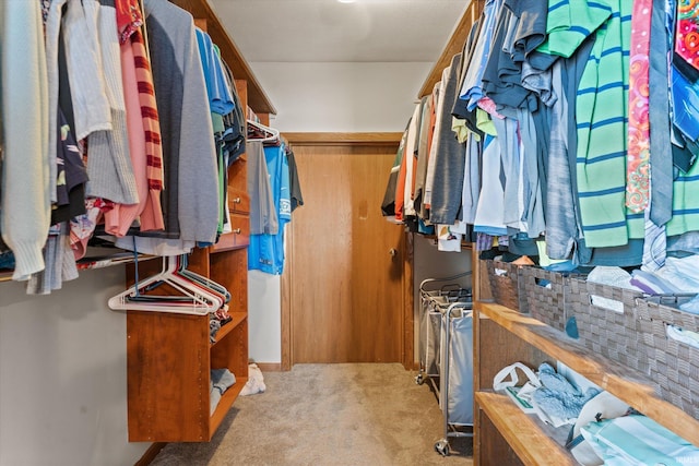 walk in closet with carpet flooring