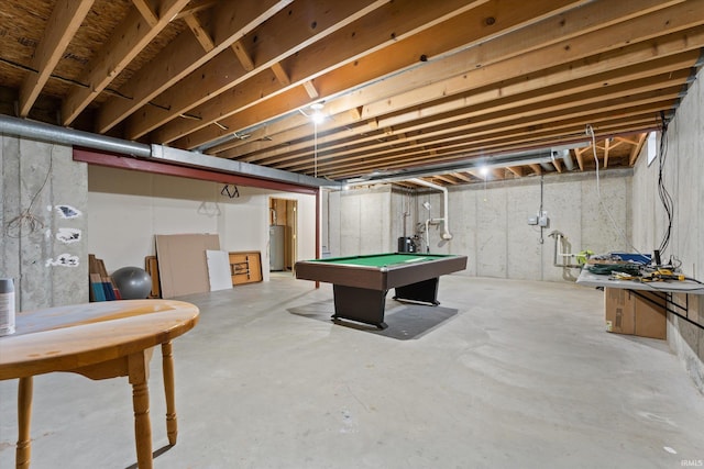 rec room featuring concrete flooring and billiards