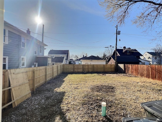 view of yard featuring a fenced backyard