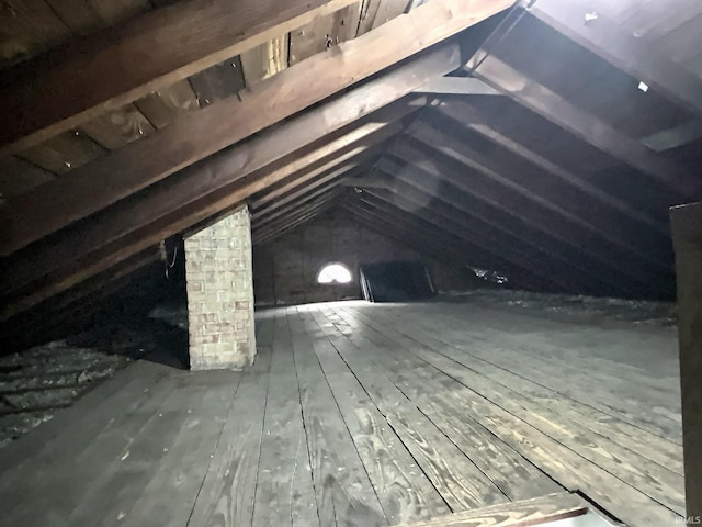 view of unfinished attic