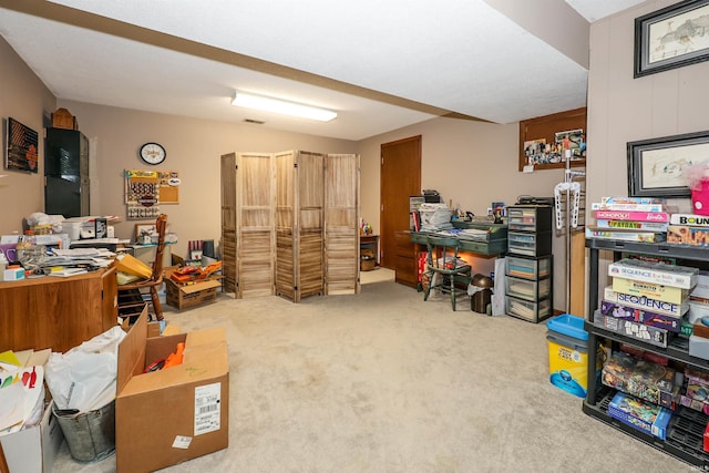 home office featuring visible vents and carpet floors