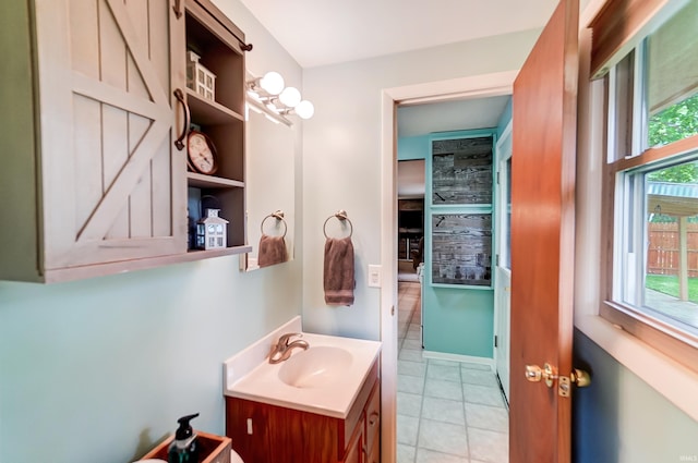 bathroom featuring vanity and tile patterned flooring