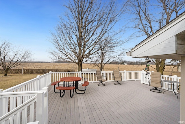 deck featuring a rural view