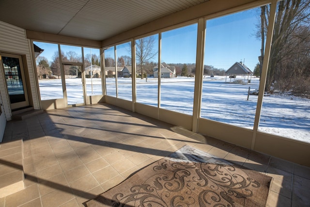 view of unfurnished sunroom