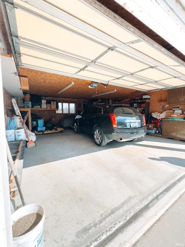 garage with a garage door opener