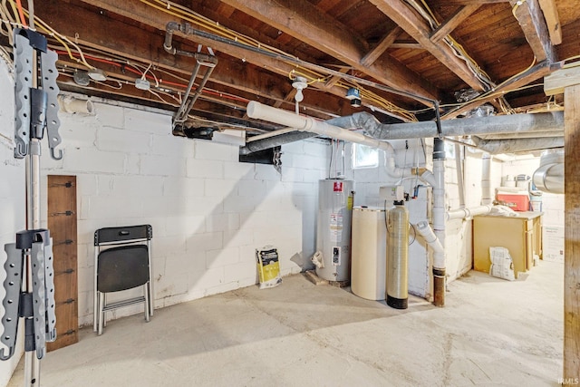 unfinished below grade area with water heater